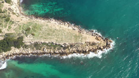 Martigues-aerial-shot-wild-area-France-mediterranean-coast-blue-water-sunny-day